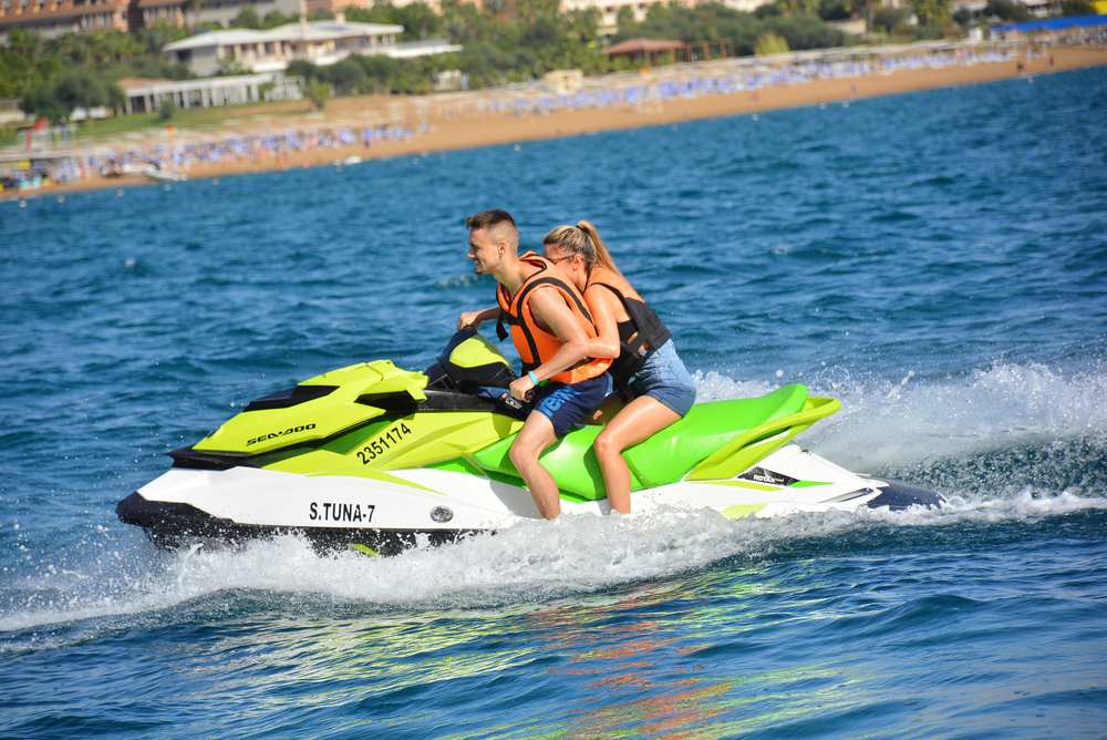 couple on a jet ski
