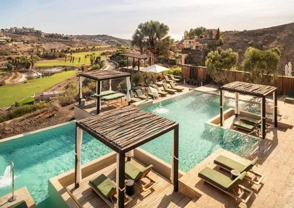 Vitality pool with cabanas by the golf course, Be Aloe Wellness Center, Salobre Hotel Resort & Serenity
