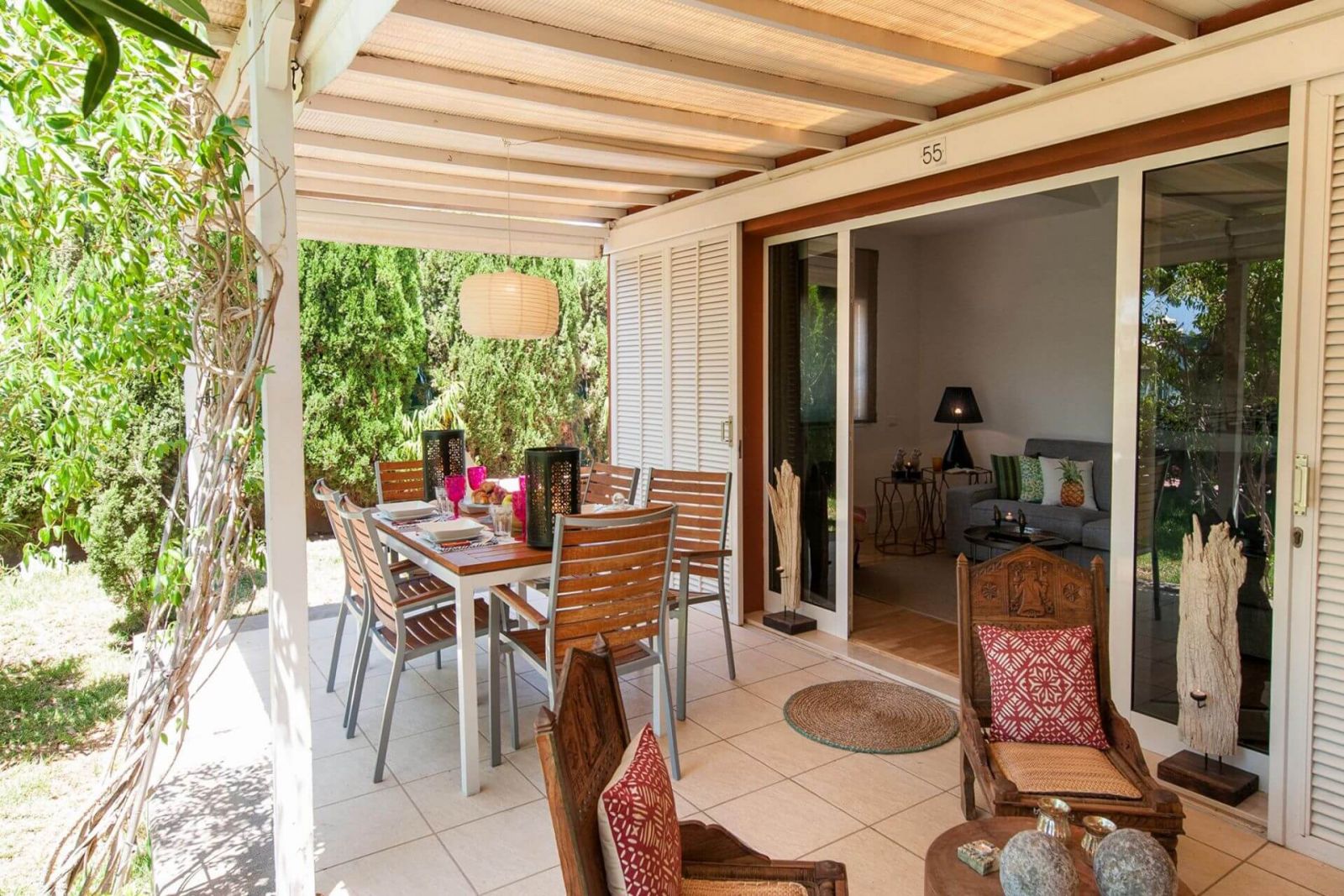 terraza de un bungalow